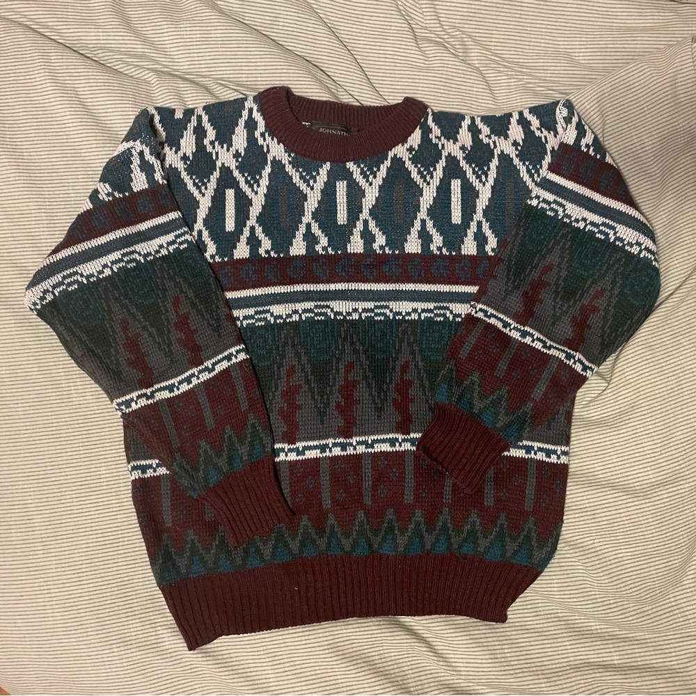 Vintage 90s Johnathan Stewart Multi Color Sweater